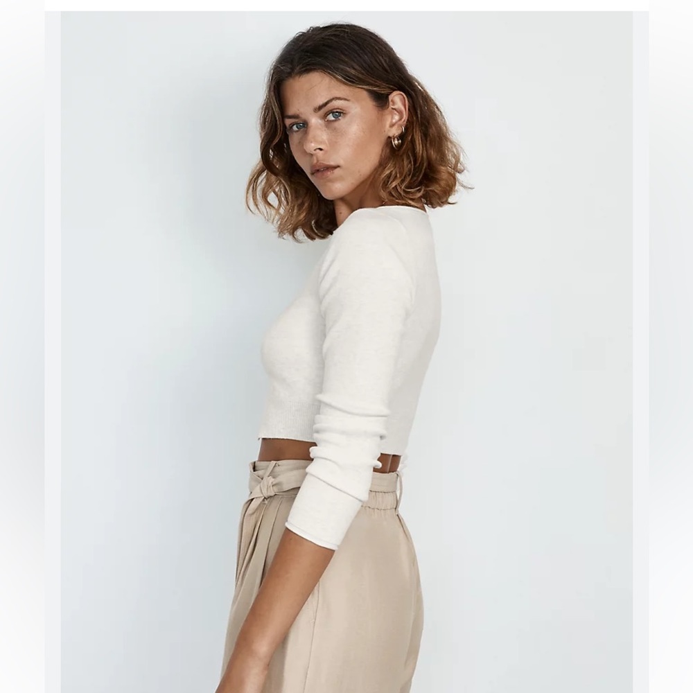 💕Aritzia-Wilfred Santorini Cropped Cardigan,S. New With Tags! Sold Out Color 🌸 - Picture 15 of 16